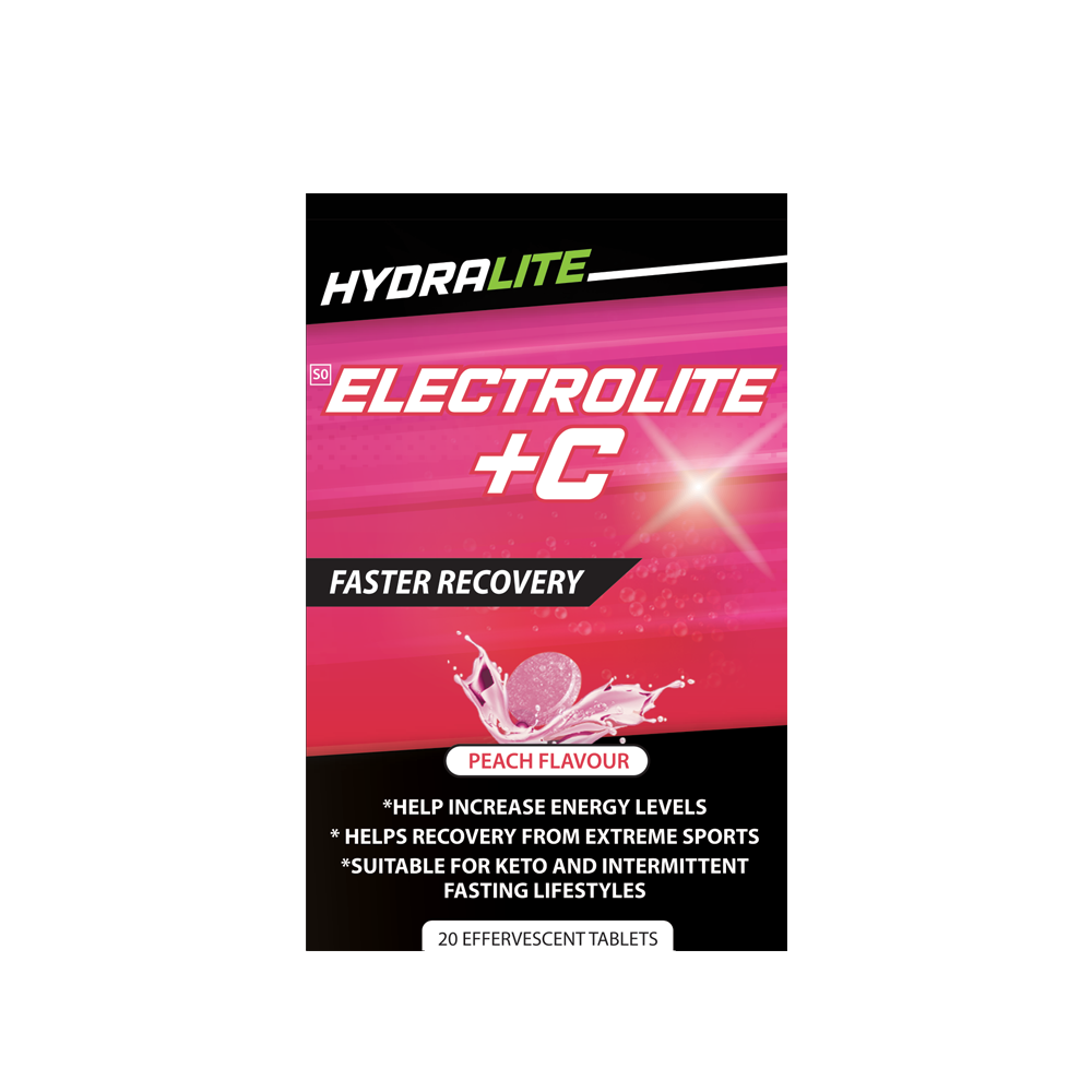 Hydralite Electrolite + C Peach Effervescent Tablets 20s