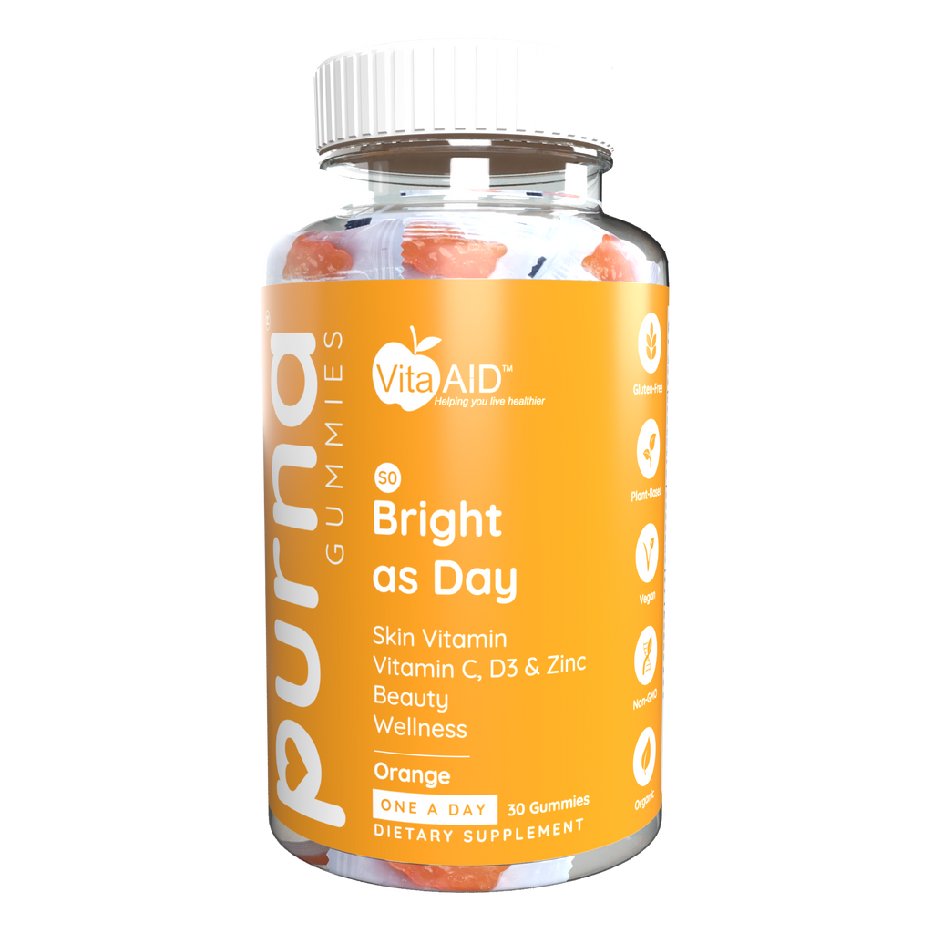 Purna® Bright as Day Vitamin C, D3 & Zinc Gummies Orange Flavour 30s